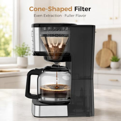 Aromvel 12-Cup Drip Coffee Maker Programmable, Adjustable Brew Strength