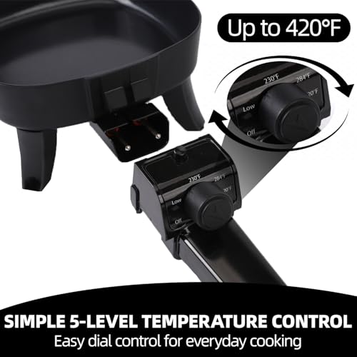 I-Keukenn 7" Electric Skillet with Lid, Electric Non-Stick Ceramic Fying Pan,Adjustable Temperature Control, 600W Single Serve Grill for Breakfast, Cooking for Pancakes, Eggs, Sausage
