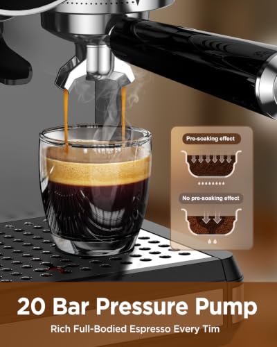 Espresso Coffee Machine with Grinder and Frother, Cold Brew, 20 Bar