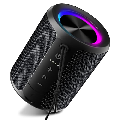 DUDGSIS Portable Bluetooth Speaker, IPX7 Waterproof Wireless Speaker with 20W Loud Stereo Sound, 15H Playtime & Beat-Synced RGB Light, Small Outdoor Speaker for Shower, Pool, Beach, Hiking and Gifts