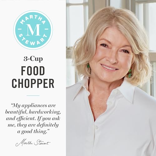 Martha Stewart 3 Cup Electric Food Chopper, Vegetable & Herb Mini Food Processor, 24oz BPA-Free Bowl, Stainless Steel Blades, Pour Spout, Dicing, Mincing, Chop & Puree, Dishwasher Safe, Honeydew