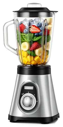 TALIA Smoothie Blender for Ice Crushing & Shakes, 750W Countertop Blenders with 48oz Glass Jar & 6 Stainless Steel Blades, High-Speed Blender for Smoothies Frozen Fruit & Nut Butter