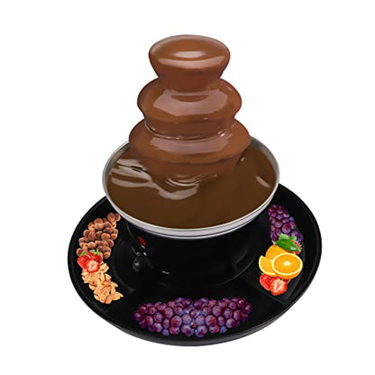 Chocolate Fountain Machine For Parties –3 Tier Electric Stainless Steel Fondue Fountain With A Tray And 6 Forks, 1-Pound Capacity For Chocolate, Candy, Butter & Cheese, Heated Bowl & Dual Controls