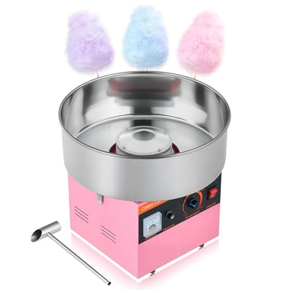 VEVOR Cotton Candy Machine Commercial, 1000W Electric Candy Floss Maker, Easy Use with 15 inch Stainless Steel Bowl and Sugar Scoop, Makes Hard Candy for Home Kids Birthday, Family Party, Pink