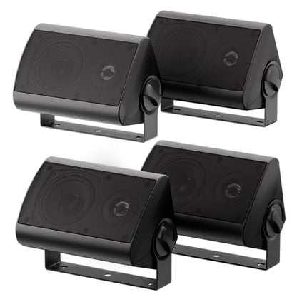 Herdio Passive Outdoor Speakers Wired Waterproof, 4 Inches 2-Way 400W Wall Mounted Speakers with Dome Tweeter, All-Weather Durability, for Patio Porch Backyard (2Pairs, Black)