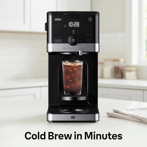Braun OptiBrew Pro Drip Coffee Maker, Single Serve to 12 Cups, Milk Frother