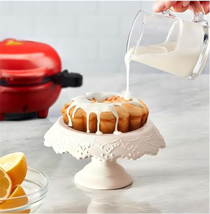 Cake Maker Machine for Lava Cake, Mini Donuts, Waffles, Pancakes - Breakfast, Snacks, Desserts - Non-stick Surface, Double-sided Heating, Red