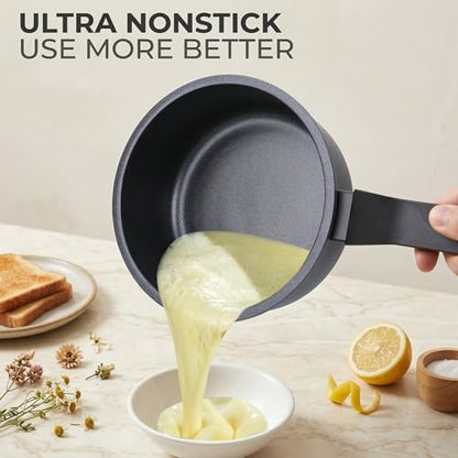 Legacy Culinaryware Nonstick Sauce Pan with Lid,2QT small pot, PFOA Free,Kitchen Pots Induction Pot,Cream