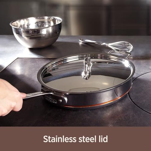All-Clad Copper Core 5-Ply Stainless Steel Sauce Pan 3 Quart Induction Oven Broiler Safe 600F Pots and Pans, Cookware Silver