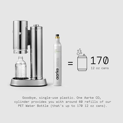 Aarke Carbonator Pro, Sparkling & Carbonation Water Machine, Stainless Steel with Glass Reusable Bottle Volume 800 mL/27 fl oz (Stainless Steel)