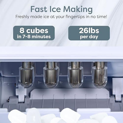 Igloo Portable Ice Maker with Scoop & Basket - Ice Maker with LED Control Panel & 1 Quart Water Tank- Ice Cube Maker Produces 26 Lbs Of Ice In 24 Hours with 8 Large or Small Cubes In 7-8 Minutes- Pink