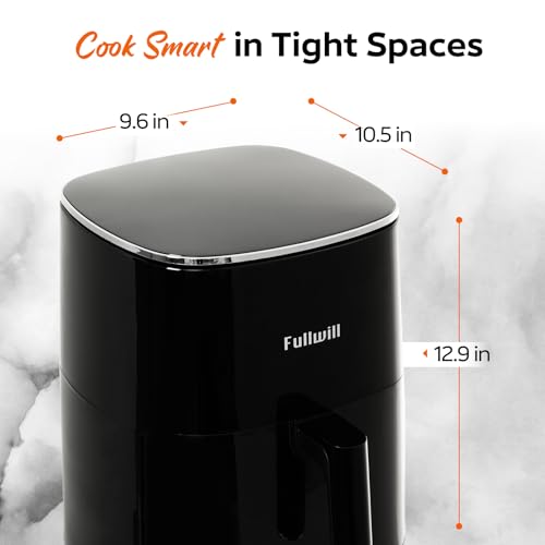 Fullwill 6QT Air Fryer with Visible Window,Nonstick and Dishwasher-Safe Basket,12-in-1 Multi-Function Air Fry,Roast,Bake, Dehydrate, Fries,for Family Party,1700W,Black