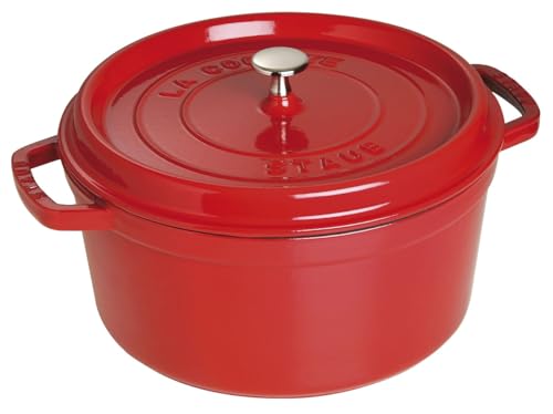 STAUB Cast Iron 7-Qt. Cocotte Round Dutch Oven, Serves 7-8, Cherry