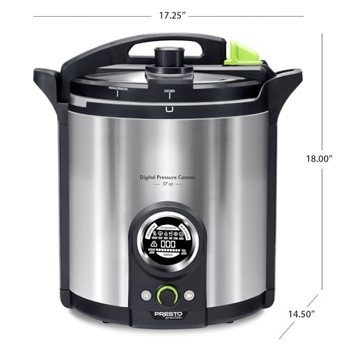 Presto 02152 17-Quart Digital Pressure Canner - Digital Display, Waterbath Capable, 10 Built-In Safety Features, Recipe Book, Stainless Steel
