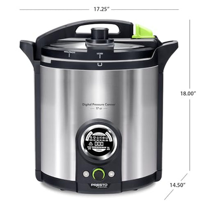 Presto 02152 17-Quart Digital Pressure Canner - Digital Display, Waterbath Capable, 10 Built-In Safety Features, Recipe Book, Stainless Steel