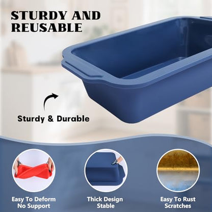 Bread Pan for Homemade Bread：9.5 x 5 Inch Silicone Loaf Pan for Baking with Metal Frame - Nonstick Banana Loaf Tin Tray for Sandwich Sourdough Pumpkin Sour Dough - for Oven Kitchen Home Bakers