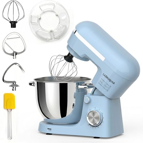 LAZMOQUSA Stand Mixer, 6.5 Quart, 660W, Tilt-Head Food Mixer with 10+ Speeds, Stainless Steel, Multifunctional, for Bread Dough and Cake (Blue)