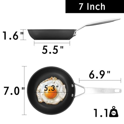 MsMk 7 inch Small Frying Pan, Carbonize also Nonstick Omelette Pan, PFOA Free Non-Toxic, Scratch-resistant, Induction Egg skillet, for Induction, Ceramic and Gas Cooktops