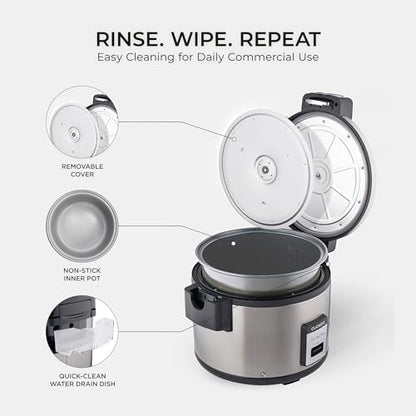 CUCKOO Commercial Rice Cooker & Warmer, Extra Large Rice Cooker 30-Cup Uncooked / 60-Cup Cooked, Professional Industrial Grain Cooker with Large Capacity, Easy One-Touch Operation, Silver (CR-3032)