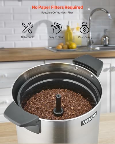 VEVOR Commercial Coffee Urn 60 Cups, 9.5 qt Hot Beverage Dispenser