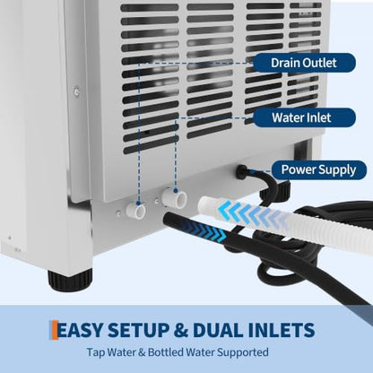 Garvee Commercial Ice Maker Machine 120lbs/24h, Dual Water Inlet Mode