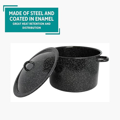 MIRRO 7.75qt Enamel Stock Pot, Black