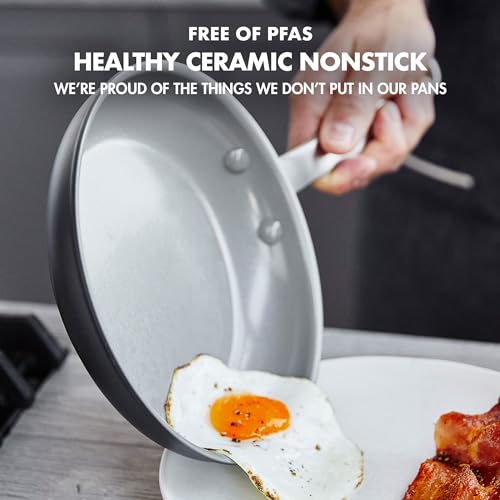 GreenPan Chatham Hard Anodized Healthy Ceramic Nonstick 10 Piece Cookware Pots and Pans Set, Frying Pan Skillets, Saucepans, Saute Pan, Stockpot, Lids, PFAS-Free, Dishwasher & Oven Safe, Gray