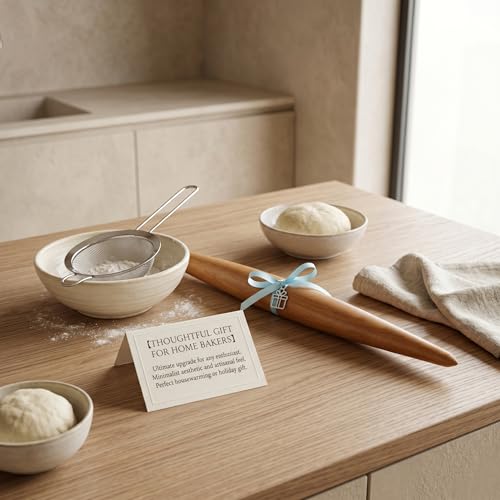 16-inch French Rolling Pin for Baking - Professional Solid Beechwood Dough Roller for Pizza, Pastry & Cookie Crust - Tapered Wooden Rolling Pins for Precision Control