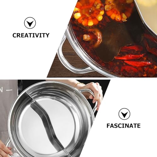 12.20 Inch Divided Hot Pot Stainless Steel Pan for Shabu Shabu Cooking Compatible with Induction and Gas Stoves Ideal for Family Gatherings