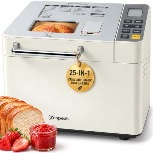 25-in-1 Bread Maker, 2LB Automatic Bread Machine with Dual Dispensers