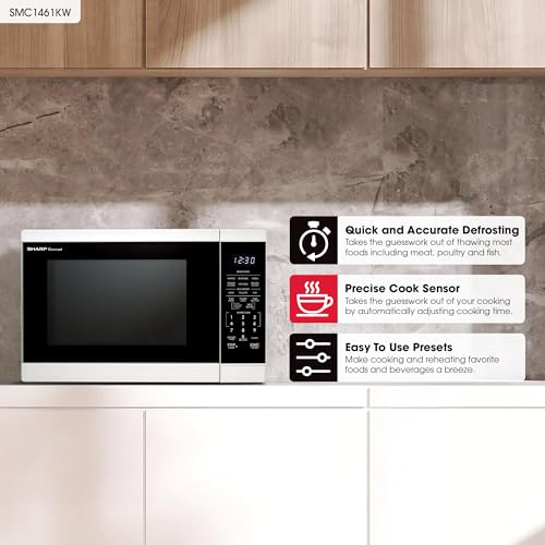 SHARP Countertop Microwave Oven with Removable 12.4" Carousel Turntable, 1100 Watt, 1.4 Cubic Feet, White