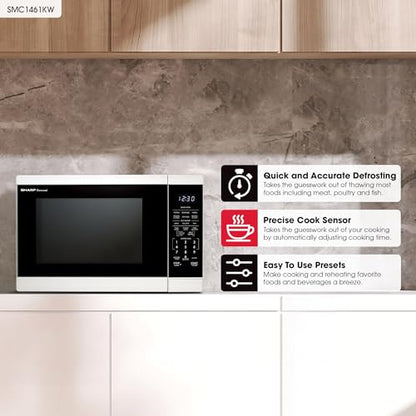 SHARP Countertop Microwave Oven with Removable 12.4" Carousel Turntable, 1100 Watt, 1.4 Cubic Feet, White