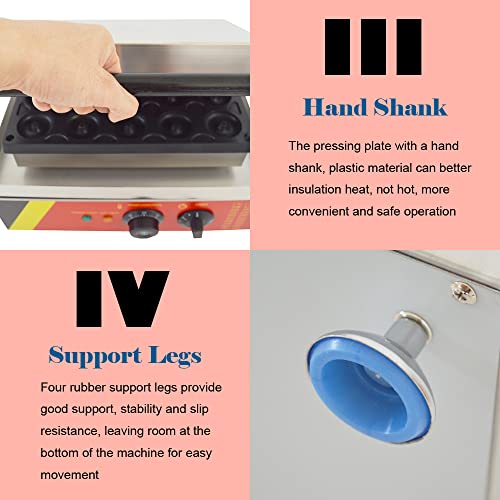 INTBUYING 15Pcs Mini Dount Maker Machine Commercial Electric Waffle Donut Machine 0℃-300℃ 1750W Double-Sided Heating Non-Stick Doughnut Baking Machine 1.85" Snack Maker 110V(1.85" 15 Dounts)