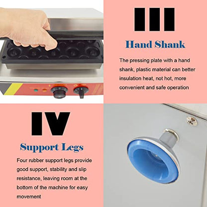 INTBUYING 15Pcs Mini Dount Maker Machine Commercial Electric Waffle Donut Machine 0℃-300℃ 1750W Double-Sided Heating Non-Stick Doughnut Baking Machine 1.85" Snack Maker 110V(1.85" 15 Dounts)