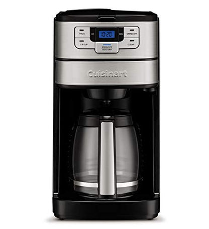 Cuisinart Automatic Grind & Brew 12-Cup Coffee Maker with Blade Grinder, Programmable Coffee Machine Glass Carafe with 1-4 Cup Setting, Brew Pause, Grind-Off Option, DGB-400NAS, Black/Stainless Steel