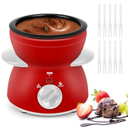 Mini Chocolate Melting Pot, Chocolate Fondue Fountain, 8.79OZ Warmer Machine for Milk Chocolate, Cheese, Butter, Candy (Red)