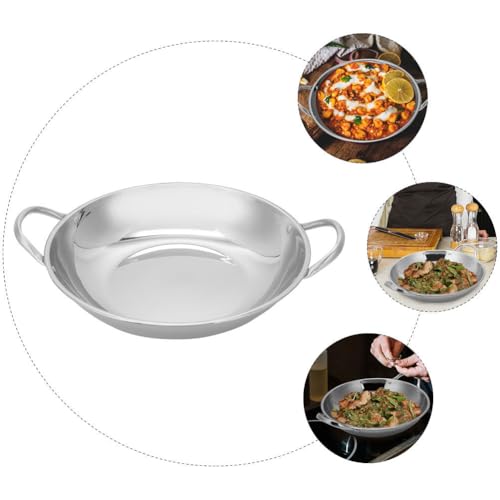 KICHOUSE Small Hot Pot Stainless Steel Cooking Pot with Double Handles Nonstick Flat Bottom Pan for Home Kitchen Restaurant Use 8.26X7.87X1.96In