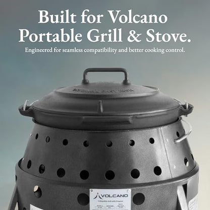 Volcano Grills 8-Quart Cast Iron Dutch Oven with Legs & Lid, Pre-Seasoned Vintage Style Camping Pot, Outdoor Campfire Cooking, Charcoal Lid, Heavy Duty Black Cast Iron, Camping, BBQ & Outdoor Cooking