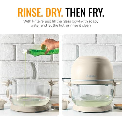 Non Toxic Air Fryer™ Pro | 9-in-1 Glass Air Fryer | Self-Cleaning | 5 Quart | Rotisserie and Tumbler | 400F Vortex For Even Cooking, BPA-Free Teflon Free, Recrisp, Roast, Bake, White