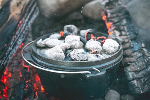 Stansport's Cast Iron Dutch Oven with Lid (16023) - Large 4 Quart Capacity, Durable Cast Iron Construction, Perfect for Outdoor Cooking, Home Kitchen and Camping Trips, Flat Bottom Design