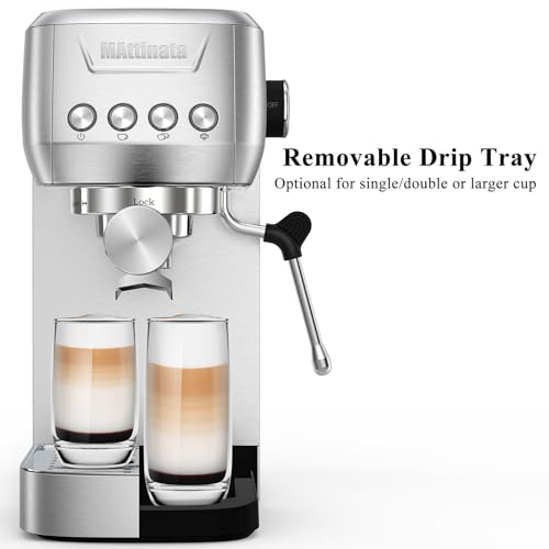 MAttinata Espresso Coffee Machine, Compact Espresso Maker 20 Bar, Stainless Steel Cappuccino Machines With Steam Milk Frother For Home Barista, Office Mattino