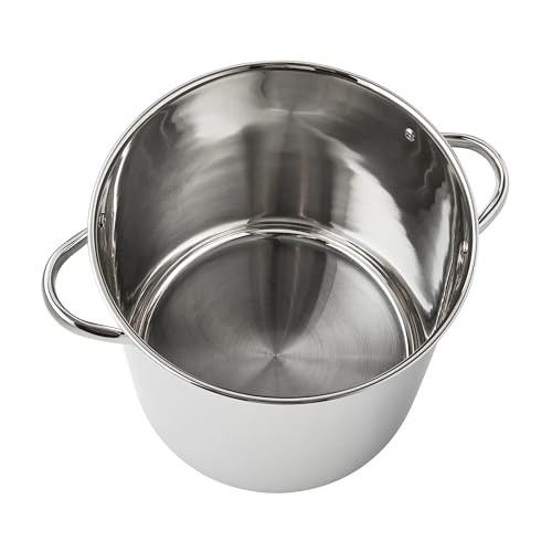 16-Quart Stainless Steel Stock Pot, Glass Lid & Induction Compatible, Durable Kitchen Essential