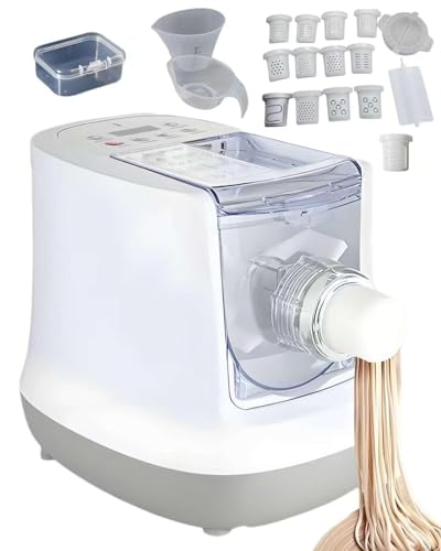 Aptovpvp Electric Pasta Maker, 260W Automatic Noodle Machine with 13 Pasta Discs, 500g Flour Capacity, Fresh Spaghetti Fettuccine Dumpling Skin Maker for Home Kitchen