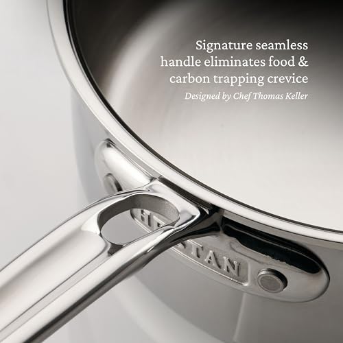 Hestan ProBond Luxe Saucepan with Lid, 2 Quart Polished Tri-Ply Stainless Steel - Professional Clad Cookware, Induction Compatible, Oven Safe