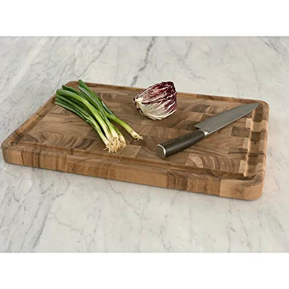 Ironwood Gourmet Charleston End Grain Board with Channel, Acacia Wood Brown 20 x 14 Inches