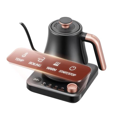 OLEGA Gooseneck Electric Kettle: 1000W Electric Kettles with Temperature Control 0.8L Stainless Steel Electric Tea Kettle Gooseneck Kettle for Coffee Tea Keep Warm (Black)