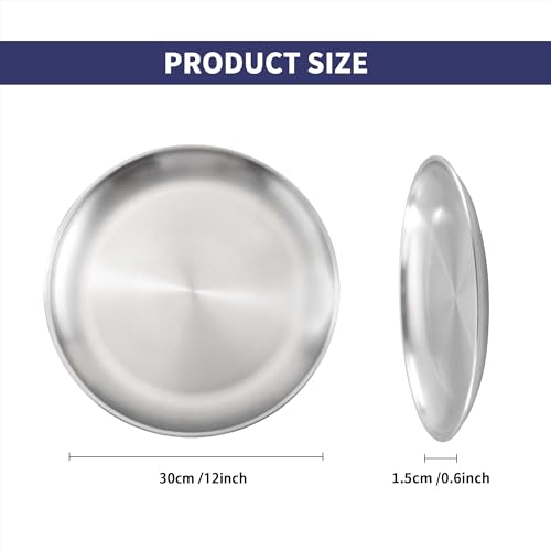 YEUIKERR 8 Pieces Pizza Pan 12 inch Stainless Steel Pizza Pan for Oven, Round Baking Pizza Tray, Heavy Duty Pizza Serving Tray, Pizza Baking Sheets for Home Kitchen Restaurant