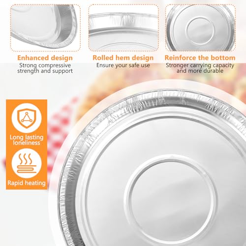 10 Pcs Disposable Pizza Pans - 12 Inch Round Pizza Pan - Aluminum Foil Bakeware Trays, Oven Safe Bulk Set for Kitchen, Restaurant & Home Holiday Activities Accessories