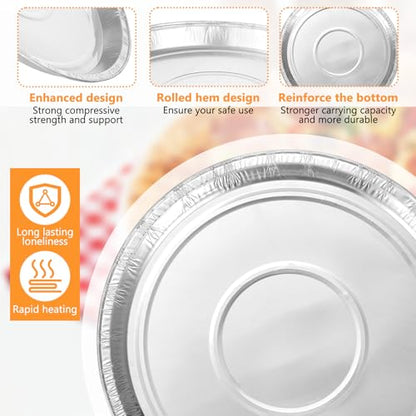 10 Pcs Disposable Pizza Pans - 12 Inch Round Pizza Pan - Aluminum Foil Bakeware Trays, Oven Safe Bulk Set for Kitchen, Restaurant & Home Holiday Activities Accessories