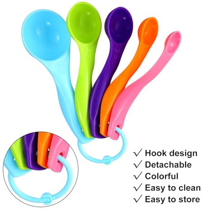 Frienda 20 Pieces Colorful Plastic Measuring Cup Spoons for Kitchen Cooking Baking Dry and Liquid Ingredients